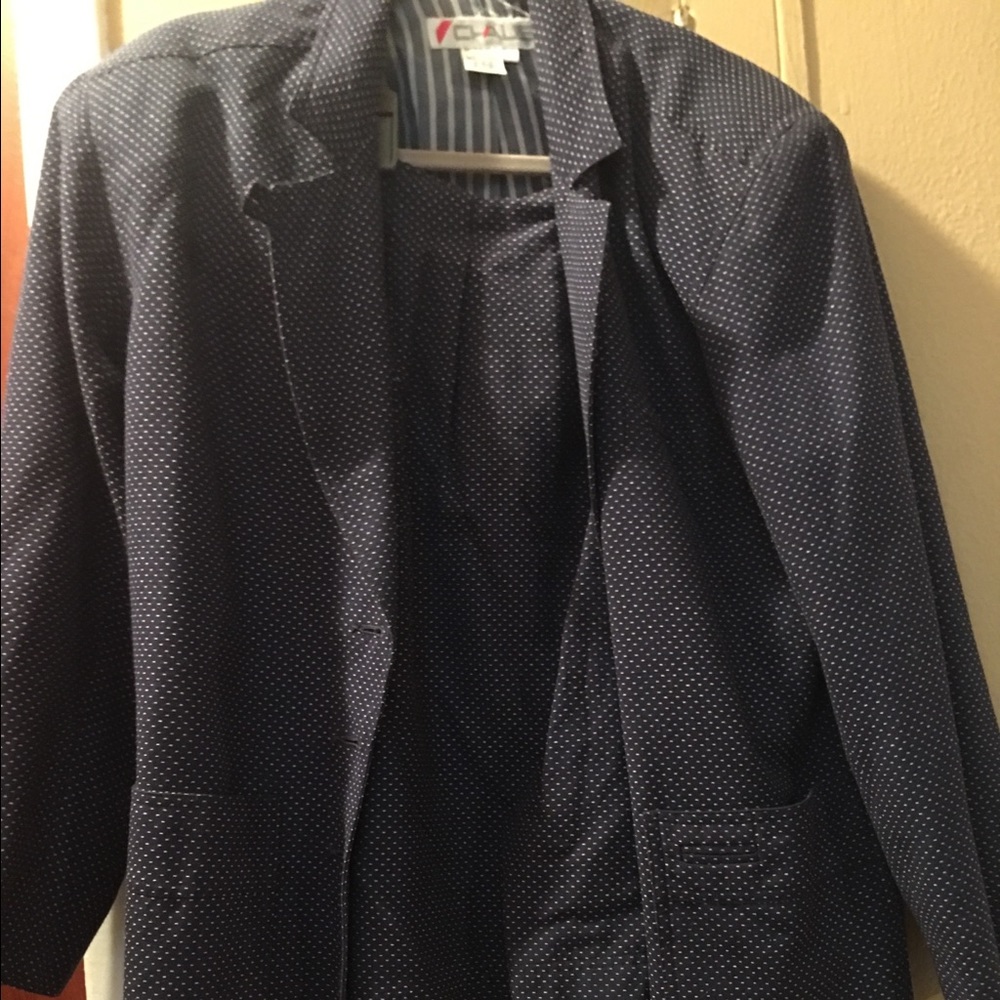 Vintage Navy Dot Chaus Skirt Suit Sz S